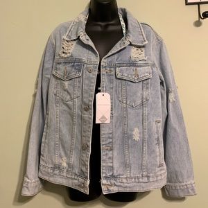 NWT Over-sized Distressed Boyfriend Jean Jacket